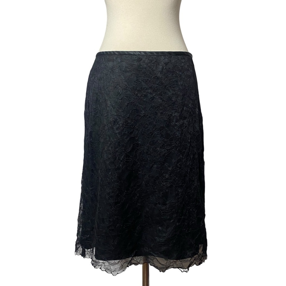 Vintage Y2K George by Me Black Lace Overlay Mid Length Skirt